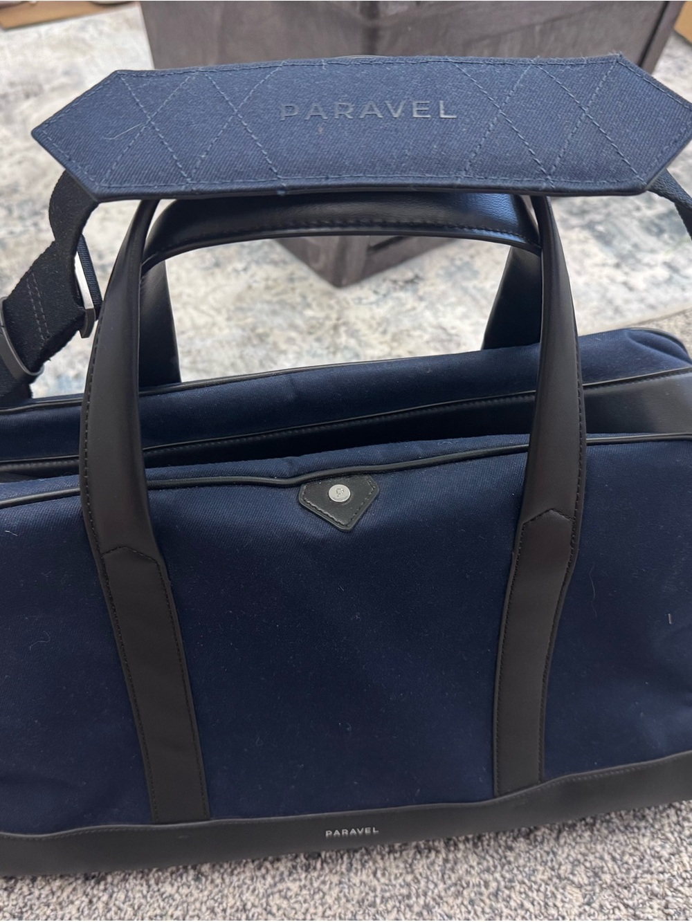Paravel Navy Canvas Duffel with Black Trim